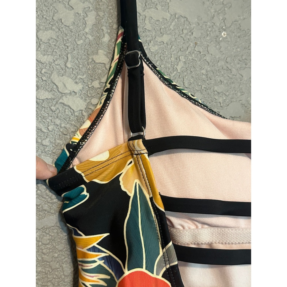 Hurley Womens Tropical Floral One Piece Swimsuit Black Multi Color Size M - Picture 5 of 14